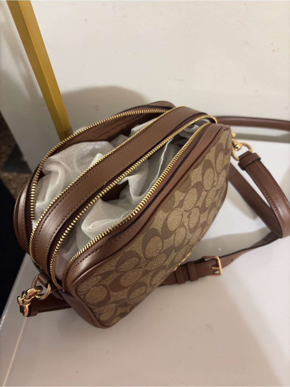 Coach Brown Signature Canvas Crossbody with Gold Hardware - Picture 9 of 14